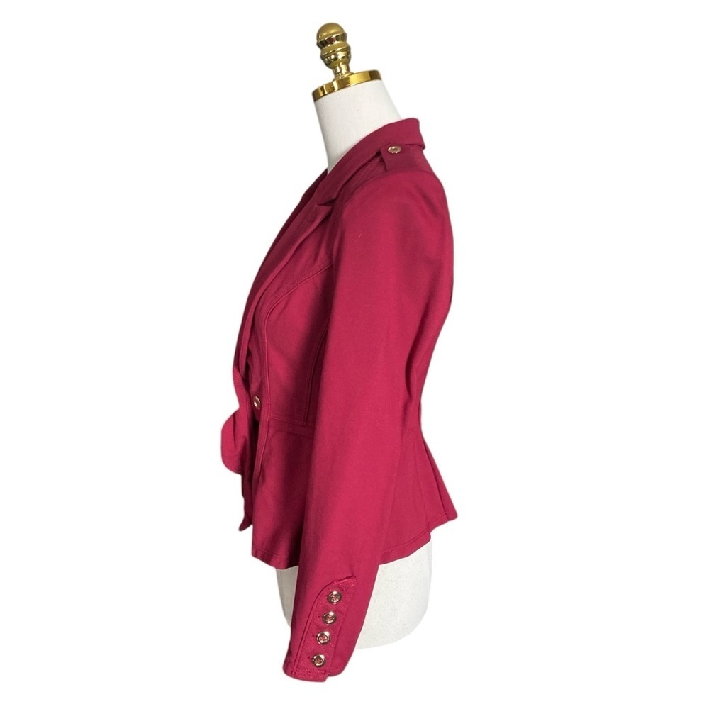 WHITE HOUSE BLACK MARKET | Ruby Red Ponte Military Jacket Blazer Women’s Size 4 - Picture 8 of 14
